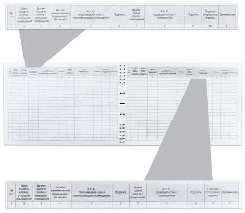 Журнал приема и сдачи ключей, 50 л., картон, на гребне, А4 (204х290 мм), 2338