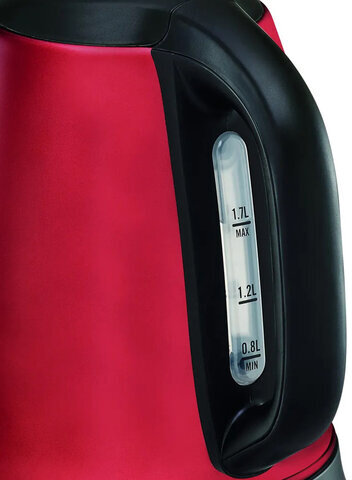 Чайник TEFAL KI270530, 1,7 л, 2400 Вт, закрытый нагревательный элемент, сталь, красный, 7211002431