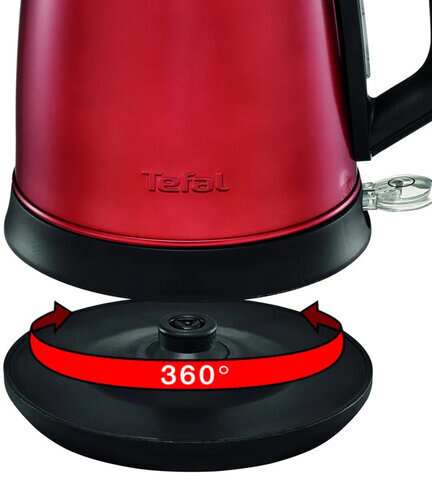 Чайник TEFAL KI270530, 1,7 л, 2400 Вт, закрытый нагревательный элемент, сталь, красный, 7211002431