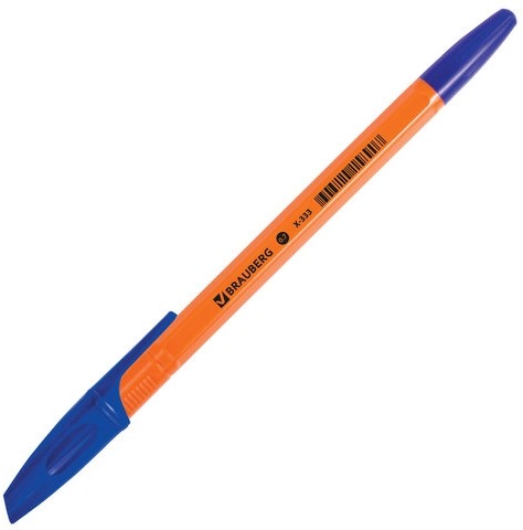 Ручка шариковая BRAUBERG "X-333 Orange", СИНЯЯ, корпус оранжевый, узел 0,7 мм, линия письма 0,35 мм, 142409
