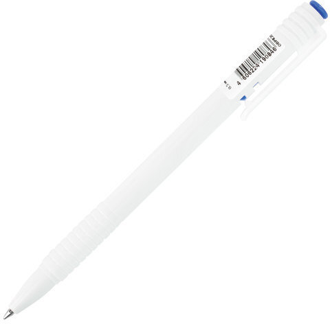 Ручка шариковая масляная автоматическая BRAUBERG "Click White", СИНЯЯ, корпус белый, узел 1 мм, линия письма 0,5 мм, 142713