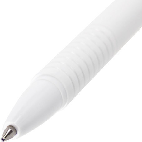 Ручка шариковая масляная автоматическая BRAUBERG "Click White", СИНЯЯ, корпус белый, узел 1 мм, линия письма 0,5 мм, 142713