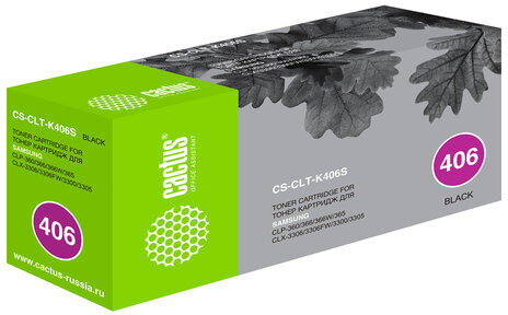 Картридж лазерный CACTUS (CS-CLT-K406S) для SAMSUNG CLP-365/365W, черный, ресурс 1500 стр.