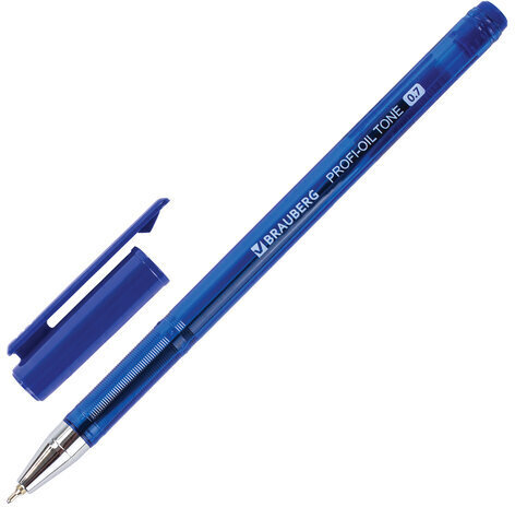 Ручка шариковая масляная BRAUBERG "PROFI-OIL TONE", СИНЯЯ, узел 0,7 мм, линия письма 0,35 мм, 143459