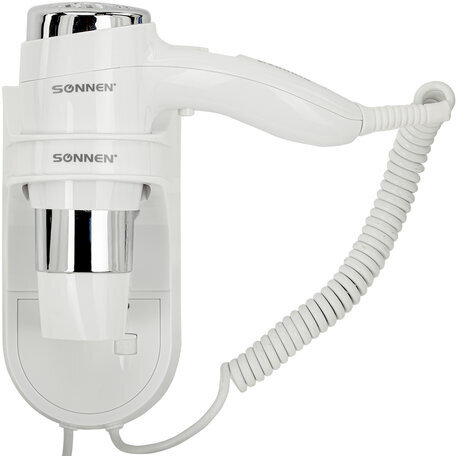 Фен для волос настенный SONNEN HD-2112 EXTRA POWER, 1600 Вт, 2 скорости, белый/хром, 608480