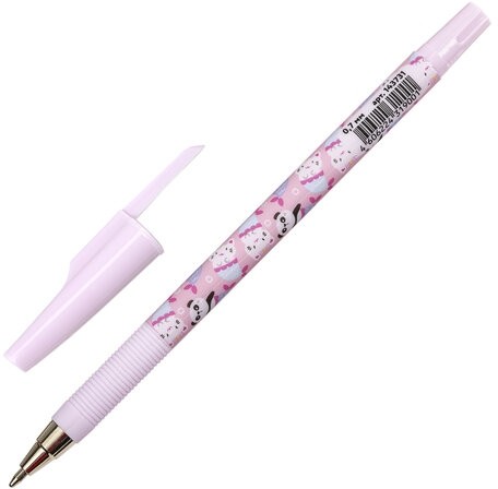 Ручка шариковая ЮНЛАНДИЯ "PURRMAID", синяя, SOFT TOUCH покрытие, узел 0,7 мм, линия письма 0,35 мм, 143731