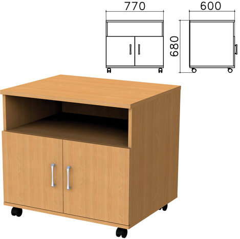 Тумба для оргтехники "Монолит", 770х600х680 мм, 2 двери, полка, цвет бук бавария, ТМ30.1