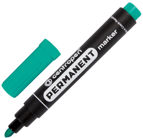 Маркер перманентный CENTROPEN 8566, ЗЕЛЕНЫЙ, круглый наконечник, 2,5 мм, 5 8566 0110