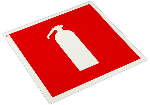 Знак пожарной безопасности "Огнетушитель", КОМПЛЕКТ 10 шт., 200х200 мм, пленка самоклеящаяся, F04