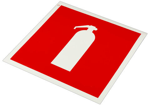 Знак пожарной безопасности "Огнетушитель", КОМПЛЕКТ 10 шт., 200х200 мм, пленка самоклеящаяся, F04