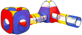 Детская игровая палатка-лабиринт с 2 тоннелями и кубом, 4 в 1, в сумке, BRAUBERG KIDS, 665171