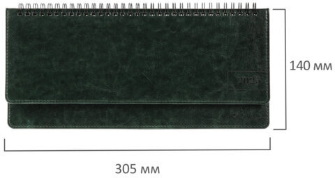 Планинг датированный 2025 305х140 мм BRAUBERG "Imperial", под кожу, зеленый, 115699