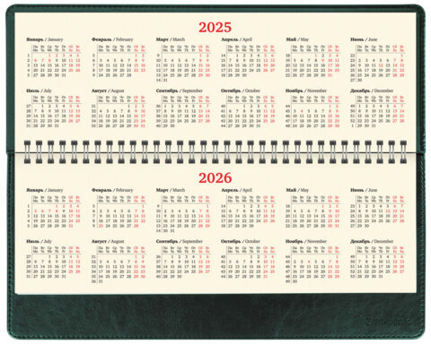 Планинг датированный 2025 305х140 мм BRAUBERG "Imperial", под кожу, зеленый, 115699