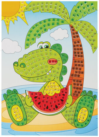 Набор для творчества "Сверкающая мозаика из мягкого пластика", "Крокодил", 21х29 см, ЮНЛАНДИЯ, 662366