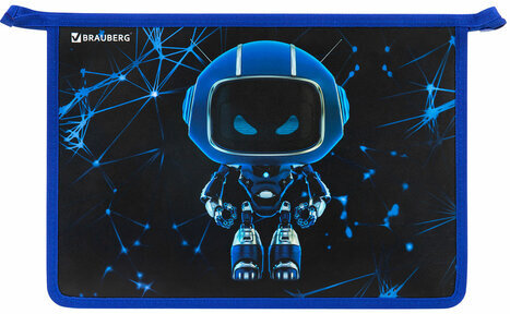 Папка для труда на молнии BRAUBERG А4, 2 отделения, органайзер, "Evil robot", 272212