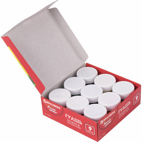 Гуашь BRAUBERG "МАГИЯ ЦВЕТА", 9 цветов по 20 мл, 190556