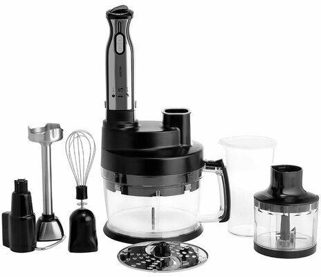 Блендер погружной CENTEK CT-1310, 1500 Вт, 2 скорости, 6 насадок, стакан, черный