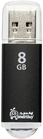 Флеш-диск 8 GB, SMARTBUY V-Cut, USB 2.0, металлический корпус, черный, SB8GBVC-K