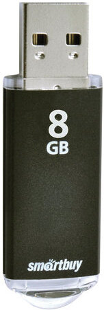 Флеш-диск 8 GB, SMARTBUY V-Cut, USB 2.0, металлический корпус, черный, SB8GBVC-K