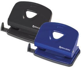 Дырокол металлический BRAUBERG &quot;Universal+&quot;, до 20 листов, ассорти (синий/черный), 222525