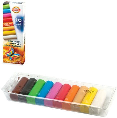 Пластилин классический KOH-I-NOOR "Бабочка", 10 цветов, 200 г, Чехия, 131710, 013171000000RU