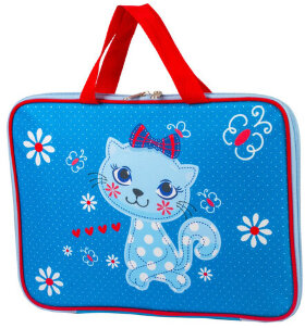 Папка на молнии с ручками BRAUBERG, А4, 1 отделение, с подкладкой, полиэстер, 20 мм, &quot;Kitty&quot;, 227080