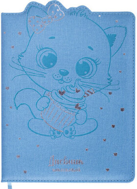 Дневник 1-4 класс 48 л., кожзам (твердая с поролоном), фигурный край, ЮНЛАНДИЯ, "КОТЕНОК", 105949