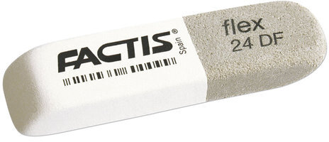 Ластик большой FACTIS Flex 24 DF (Испания), 74х20х10 мм, бело-серый, прямоугольный, CCF24DF
