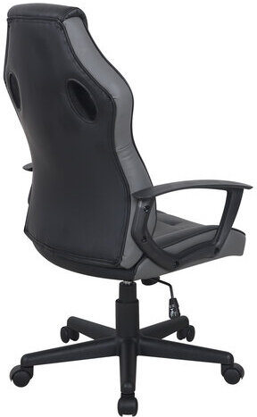 Кресло компьютерное BRABIX "Fighter GM-008", экокожа, черное/серое, 532507
