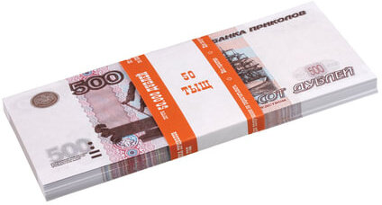 Деньги шуточные "500 рублей", упаковка с европодвесом, AD0000104