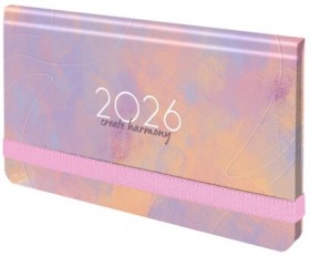 Еженедельник датированный 2026 с резинкой 171х93 мм, BRAUBERG, твердый, УФ-ЛАК, 64 л., &quot;Пастель&quot;, 117355