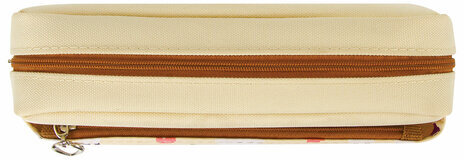 Пенал-косметичка ЮНЛАНДИЯ, 2 отделения, мягкий, "Ламы", бежевый, 20х6х9 см, 228981