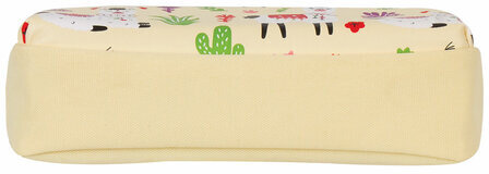 Пенал-косметичка ЮНЛАНДИЯ, 2 отделения, мягкий, "Ламы", бежевый, 20х6х9 см, 228981