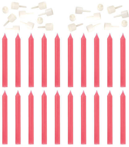 Набор свечей для торта 20 шт., 8 см, с держателями, розовые, ЗОЛОТАЯ СКАЗКА, в блистере, 591456