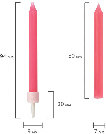 Набор свечей для торта 20 шт., 8 см, с держателями, розовые, ЗОЛОТАЯ СКАЗКА, в блистере, 591456