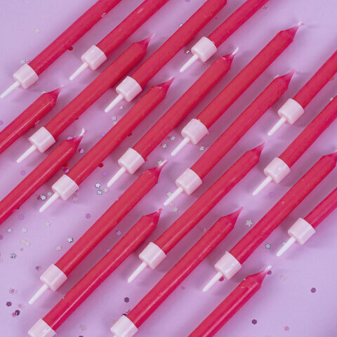 Набор свечей для торта 20 шт., 8 см, с держателями, розовые, ЗОЛОТАЯ СКАЗКА, в блистере, 591456