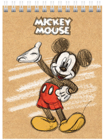 Блокнот МАЛЫЙ ФОРМАТ (110х145 мм) А6, 40 л., гребень, обложка картон, клетка, HATBER, "Микки Маус", 40Б6В1гр