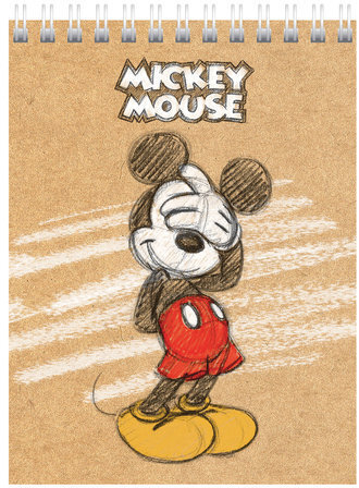 Блокнот МАЛЫЙ ФОРМАТ (110х145 мм) А6, 40 л., гребень, обложка картон, клетка, HATBER, "Микки Маус", 40Б6В1гр