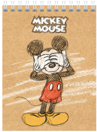 Блокнот МАЛЫЙ ФОРМАТ (110х145 мм) А6, 40 л., гребень, обложка картон, клетка, HATBER, "Микки Маус", 40Б6В1гр