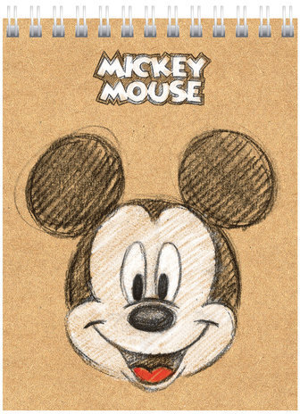 Блокнот МАЛЫЙ ФОРМАТ (110х145 мм) А6, 40 л., гребень, обложка картон, клетка, HATBER, "Микки Маус", 40Б6В1гр