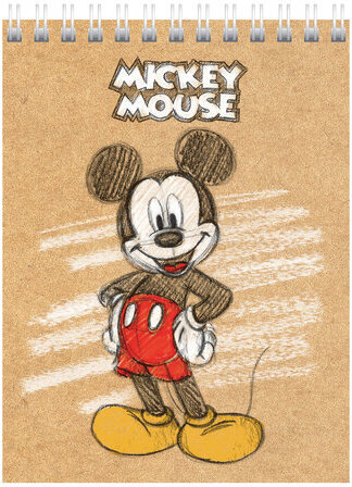 Блокнот МАЛЫЙ ФОРМАТ (110х145 мм) А6, 40 л., гребень, обложка картон, клетка, HATBER, "Микки Маус", 40Б6В1гр