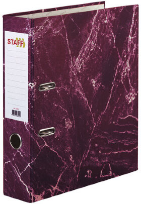 Папка-регистратор STAFF &quot;Basic&quot; БЮДЖЕТ с мраморным покрытием, 70 мм, без уголка, красная, 229619