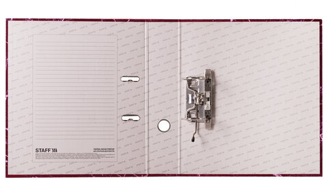 Папка-регистратор STAFF "Basic" БЮДЖЕТ с мраморным покрытием, 70 мм, без уголка, красная, 229619