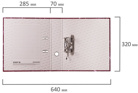 Папка-регистратор STAFF "Basic" БЮДЖЕТ с мраморным покрытием, 70 мм, без уголка, красная, 229619