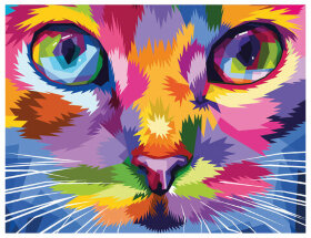 Картина по номерам 40х50 см, ОСТРОВ СОКРОВИЩ "Радужный кот", на подрамнике, акрил, кисти, 663320