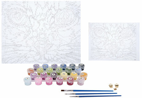 Картина по номерам 40х50 см, ОСТРОВ СОКРОВИЩ "Радужный кот", на подрамнике, акрил, кисти, 663320