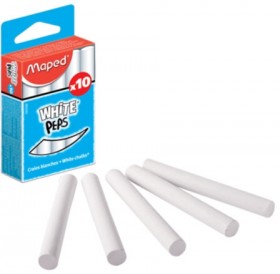 Мелки MAPED (Франция), набор 10 шт., белые, круглые, специальная формула "без пыли", 593500