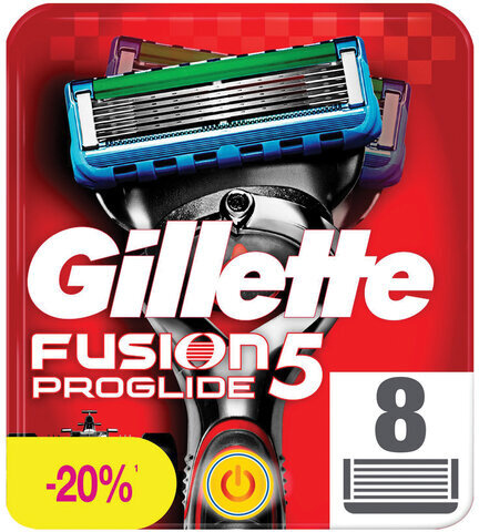 Сменные кассеты для бритья 8 шт., GILLETTE (Жиллет) "Fusion ProGlide Power", для мужчин