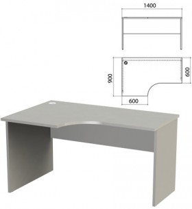 Стол письменный эргономичный &quot;Этюд&quot;, 1400х900х750 мм, левый, серый (КОМПЛЕКТ)