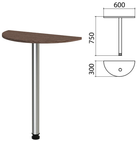 Стол приставной полукруг "Канц", 600х300х750 мм, цвет венге (КОМПЛЕКТ)